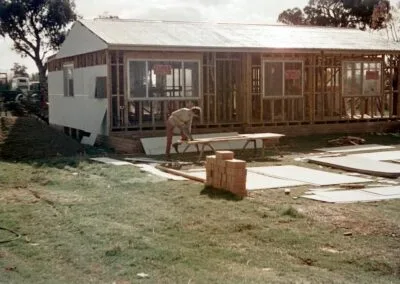Hibbard Homes Family Legacy sawing timber onsite